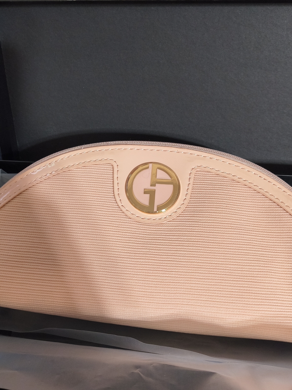 Giorgio Armani Blush Pink Cosmetic Case with Gold Emblem